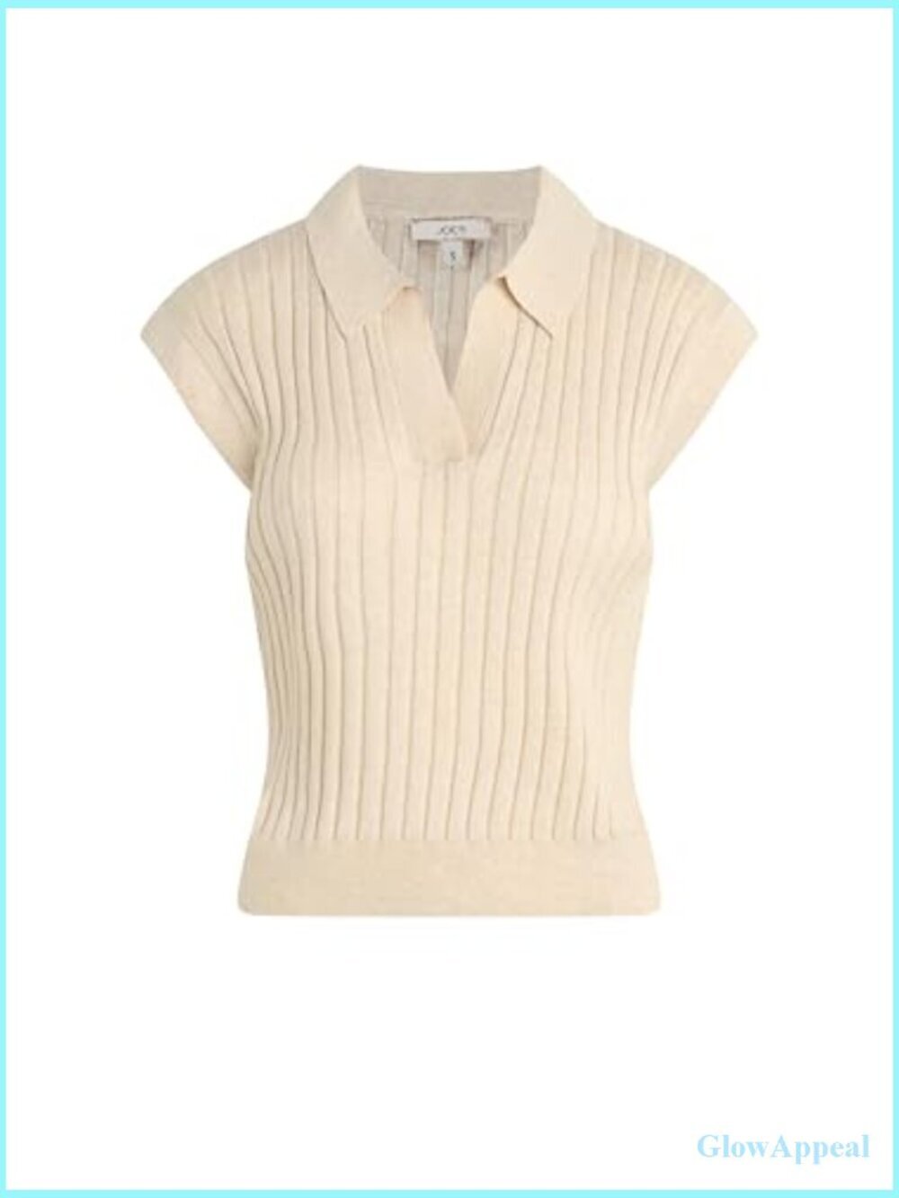 Popover Sweater Vest, Rib Knit, Polo Collar, Fitted, Pull On, Cap Sleeve - Picture 5 of 6